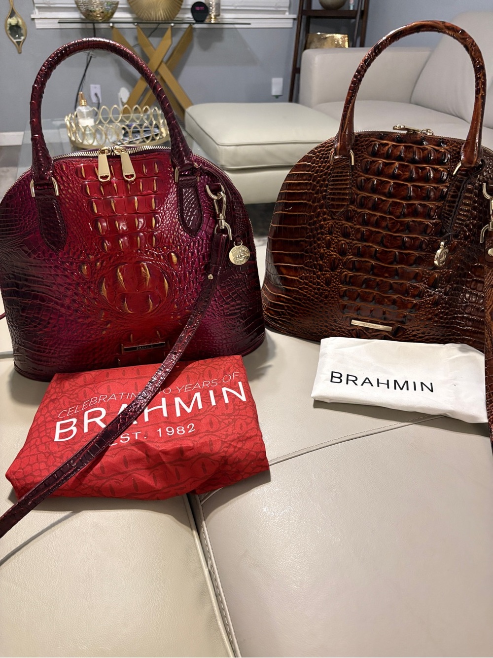 Brahmin Ruby Croc-Embossed Satchel